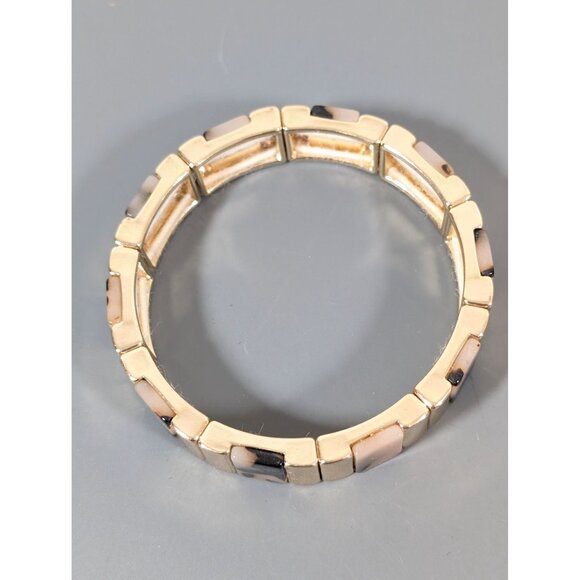 Nine West Faux Tortoise Gold Tone Stretch Bangle Bracelet 7 in - Picture 4 of 9